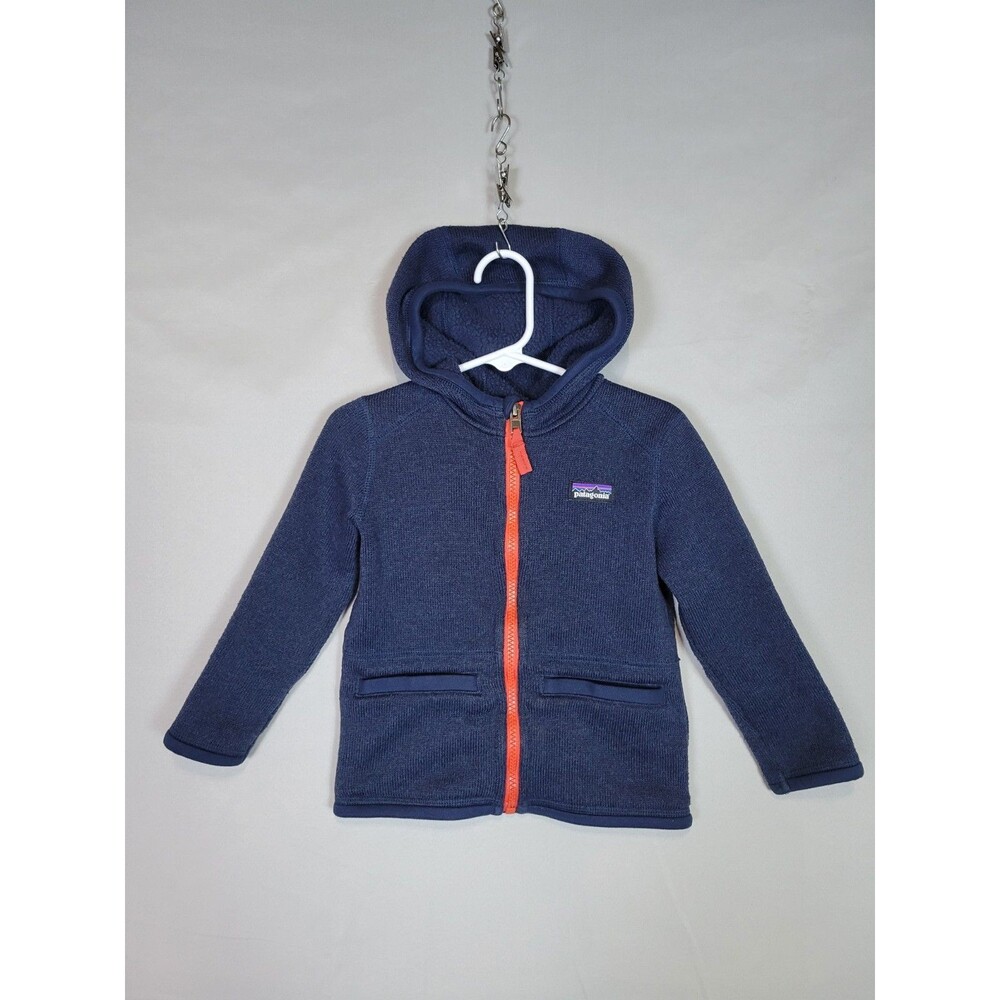 Patagonia Baby Better Sweater Zip Up Size 2T Hooded Pockets Navy Red